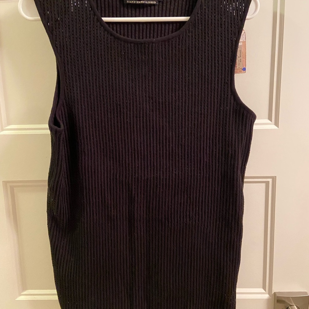 All Saints Black Sleeveless Knit Top